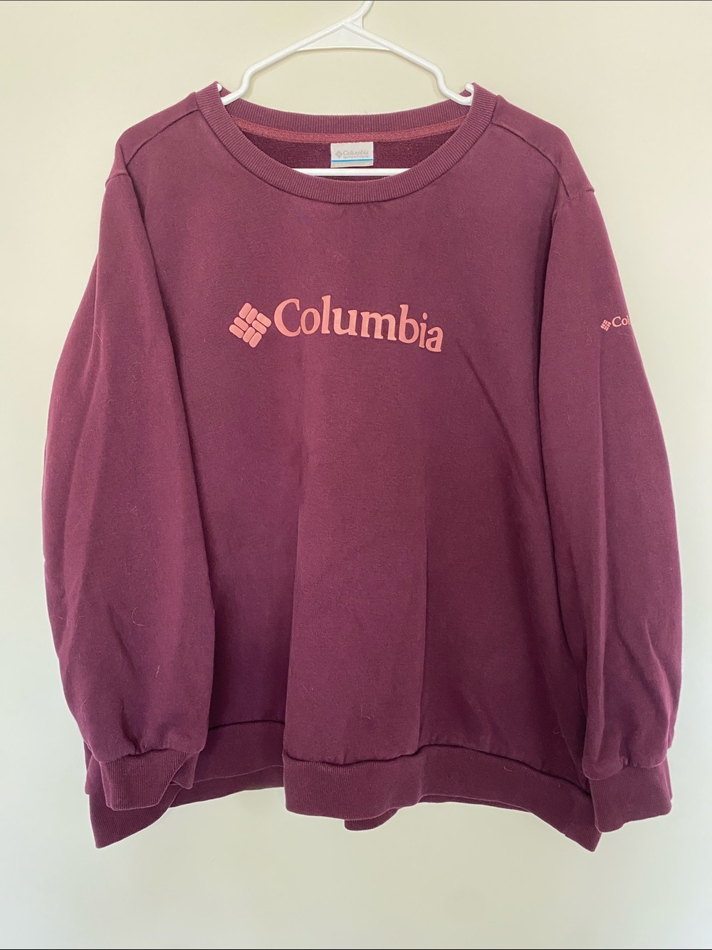 Columbia Crewneck Sweatshirt - Maroon with Pink Logo